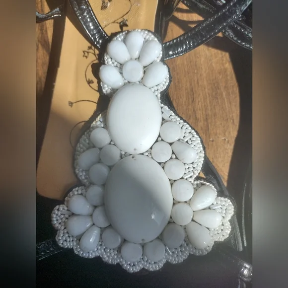 Tibi Black With White Stones Sandals Size 10 (Fit Like 9.5) - Picture 2 of 6